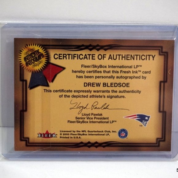 2000 FLEER AUTOGRAPHICS DREW BLEDSOE RARE SILVER AUTO #'d /250 SP Patriots! - Picture 2 of 2